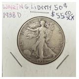 1938-D Walking Liberty Half Dollar