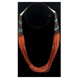 Coral & Turquoise Heishi Necklace