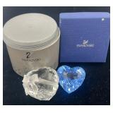 2- Swarovski Heart Paperweights