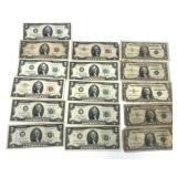 11-Two Dollar Bills & 5-One Dollar Bills