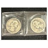 2 Silver Washington Quarters 1934 & 1942