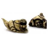 2 Japanese Netsuke Figurines