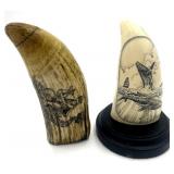 2 Scrimshaw Teeth Replicas