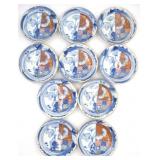 Set of 10 Japanese Imari Split Pine Plates