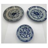 3 Chinese Porcelain Saucers & Small Bowl