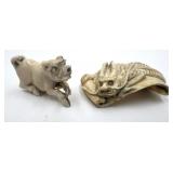 2 Japanese Netsuke Figurines