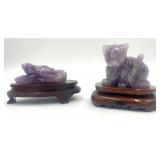 2 Chinese Amethyst Figurines