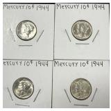 4 Mercury 1944 Dimes