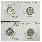 4 Mercury Dimes
