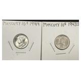 1944 and 1943-S Mercury Dimes