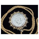 Ike Dollar Coin Pendant & Elephant Necklace Set