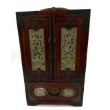 Wood & Brass with Jade-Like Jewelry Box