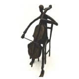 Modernist Metal Sculpture Of Seated Cellist