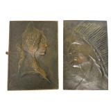 2-Native Portrait Copper Wall Plaques