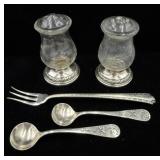 SS/Glass Salt & Pepper, SS Spoon & Fork set