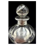 Silver Overlay Glass Inkwell