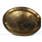 Hand-Etched Brass Oval Tray