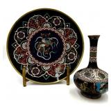 Japanese Meiji Cloisonnï¿½ Plate & Vase