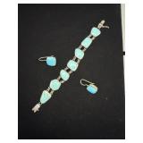 3 pc Turquoise Sterling FAS Bracelet Earring Set