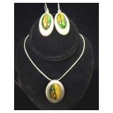HeatherGems Oval Pendant Necklace/Earring Set