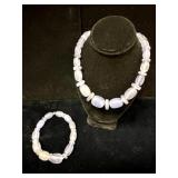 Lavender Blue beaded Necklace & Bracelet set