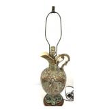 Ornate Majolica/Italian-Style Ewer Lamp