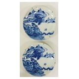 2 Asian Blue and White Porcelain Plates