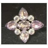 Lavender / Amethyst Glass Rhinestone Brooch