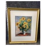 Signed Framed Sunflower Wall Art