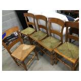 Wooden Chairs with Rush Seats (5)