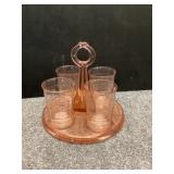 vintage pink depression glass set