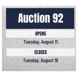Auction #92 Dates and Times