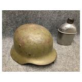 Vintage canteen & STEEL HELMET