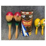 hand-carved wooden tiki totem