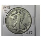 1918-D Walking Liberty  Half Dollar