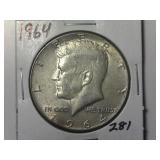 1964 90% Silver Kennedy Half Dollar