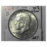 1969-D 40% Silver Kennedy Half Dollar