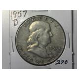 1957-D Franklin  Half Dollar