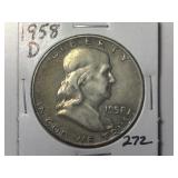 1958-D Franklin  Half Dollar