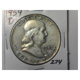 1959-D Franklin  Half Dollar