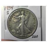 1934-S Walking Liberty  Half Dollar