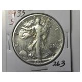 1935-S Walking Liberty  Half Dollar