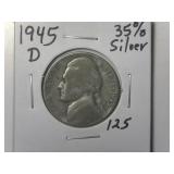 1945-D 35% Silver War Time Jefferson Nickel