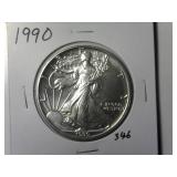 1990 One Ounce American Silver Eagle Dollar