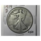 1919-D Walking Liberty  Half Dollar
