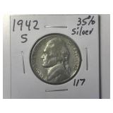 1942-S 35% Silver War Time Jefferson Nickel