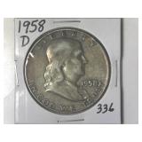 1958-D Franklin  Half Dollar