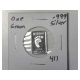 One Gram .999 Silver Bar