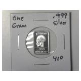 One Gram .999 Silver Bar