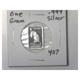 One Gram .999 Silver Bar